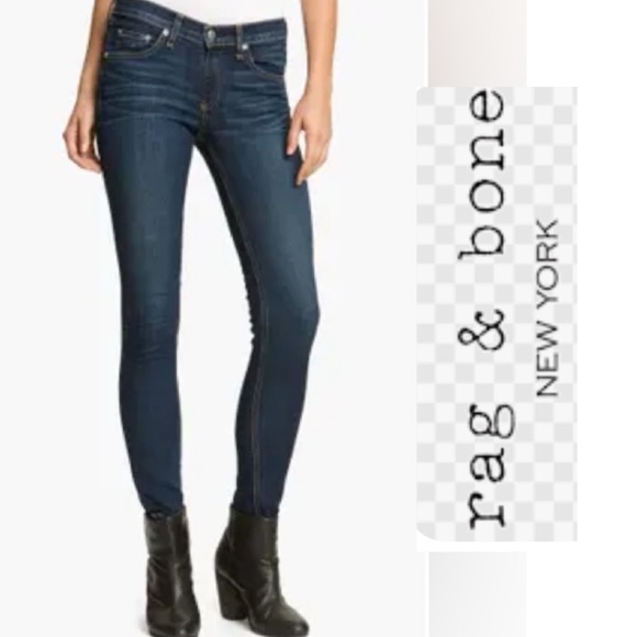rag & bone Denim - RAG & BONE STRETCH SKINNY JEANS Low rise slim through hip & thigh ankle length